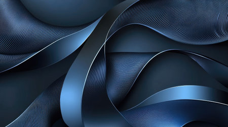 Futuristic design featuring abstract blue metallic curves woven on a dark grey background. The modern and elegant style is ideal for luxury text designs and vector graphics.の素材