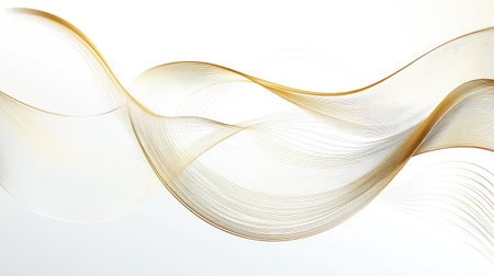 Modern vector illustration of luxurious golden lines on a pristine white background, showcasing a sleek and high-end abstract design.の素材