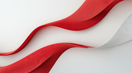 Minimalist red curve pattern on a white backdrop, showcasing a sleek and contemporary look. Suitable for modern web design, marketing materials, and digital media. -の素材