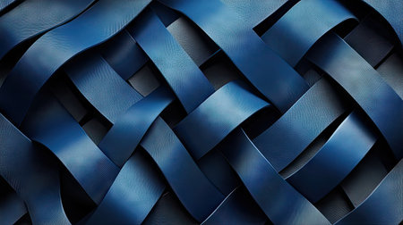 Modern luxury design featuring blue metallic curves on a dark grey background. The abstract weaving pattern provides a sleek and futuristic backdrop for creative text. -の素材