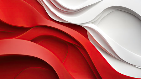 Red and white abstract background template with sleek, flowing curves and sharp angles. A contemporary design perfect for business and creative use. -の素材