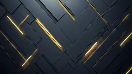 Abstract grey background with shimmering gold arrows in geometric arrangements. The design is modern and futuristic, perfect for creating a high-tech and stylish visual.の素材