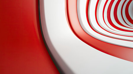 Abstract red and white stripes with a smooth gradient white backdrop. Contemporary design perfect for creating bold, eye-catching visuals for various media.の素材