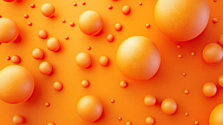 Abstract vector design featuring 3D realistic spheres on an orange background. Textured with dots or letters, great for banner visuals and modern templates.の素材
