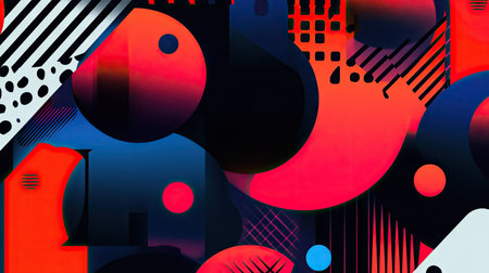 Bold and dynamic abstract background showcasing intense color contrasts and geometric patterns. Ideal for modern designs, high-impact ads, and engaging visual content.の素材