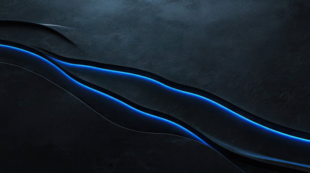 Dark grey luxury surface with striking blue light lines and delicate shadowing, ideal for a polished and sophisticated appearance.の素材