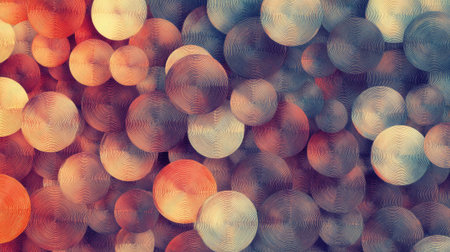 Elegant abstract background featuring a pattern of circular shapes in rich, blended colors. Perfect for high-end presentations, artistic visuals, and modern design.の素材