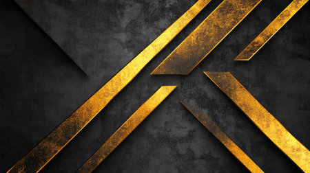 Elegant grey background with abstract gold directional arrows. The geometric design offers a futuristic and sophisticated look with ample blank space for customization.の素材