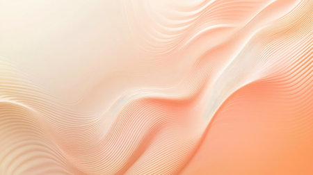 Elegant peach-colored background with abstract wavy lines, creating a contemporary design perfect for banners and posters.の素材