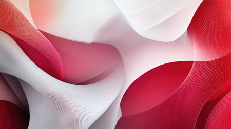 Elegant red and white abstract background featuring smooth gradients and geometric patterns. Perfect for contemporary design projects and stylish presentations.の素材