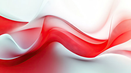 Elegant red and white abstract background featuring smooth gradients and geometric patterns. Perfect for contemporary design projects and stylish presentations.の素材