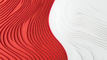 Minimalist red curve pattern on a white backdrop, showcasing a sleek and contemporary look. Suitable for modern web design, marketing materials, and digital media.の素材