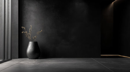 Minimalist black background with an elegant sheen effect, ideal for creating a modern and sophisticated visual style.の素材