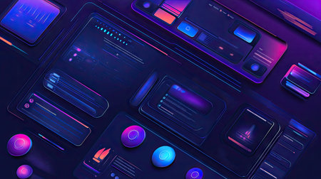 Modern liquid plastic interface in Neumorphism style, showcasing soft and simple futuristic design elements. Perfect for Eps10 vector backgrounds.の素材