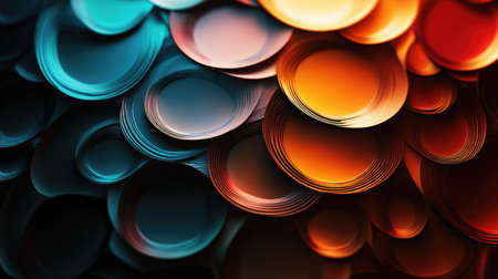 Elegant abstract background featuring a pattern of circular shapes in rich, blended colors. Perfect for high-end presentations, artistic visuals, and modern design.の素材