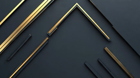 Elegant grey background with abstract gold directional arrows. The geometric design offers a futuristic and sophisticated look with ample blank space for customization.の素材