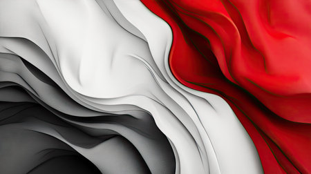 Contemporary abstract illustration with red, gray, and white colors, providing a clean and spacious layout for text or visuals. Ideal for banners, presentations, and design templates.の素材