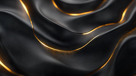 Dark grey luxury backdrop featuring gold light lines with smooth shadowing, ideal for a sleek and elegant visual effect.の素材