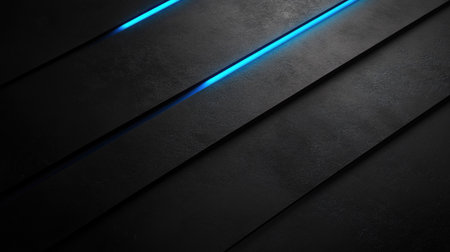 Elegant dark grey backdrop highlighted by vibrant blue light lines and subtle shadows, ideal for a sophisticated and high-end look.の素材