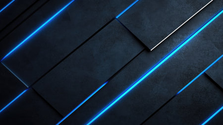 Elegant dark grey backdrop highlighted by vibrant blue light lines and subtle shadows, ideal for a sophisticated and high-end look.の素材