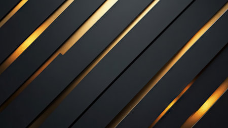 Luxurious dark grey background with diagonal gold light lines and subtle shadowing, perfect for a modern and refined design. -の素材