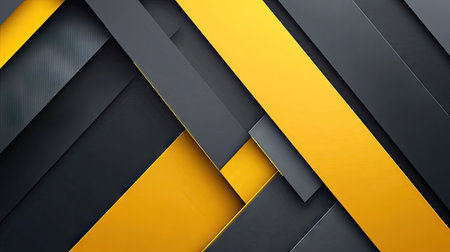 Modern abstract background showcasing yellow and grey triangle arrows in various directions. The geometric design provides ample blank space for text or additional elements.の素材