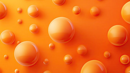 Orange background featuring 3D spheres with bubble or letter textures. Perfect for engaging banner design and creative abstract vector templates.の素材