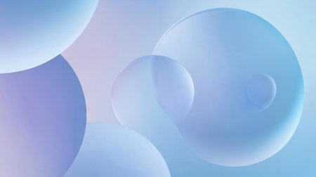 Soft blue gradient round shapes with Neumorphism style. Clean and simple design on a clear background, suitable for any banner or poster.の素材