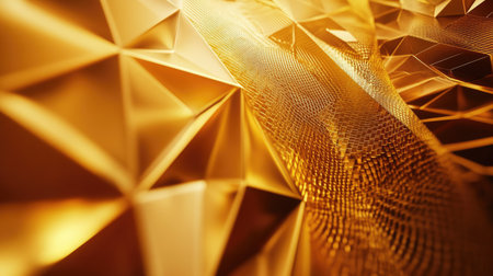 Stunning golden gradient background with intricate geometric shapes, providing a stylish and luxurious aesthetic for sophisticated design needs.の素材