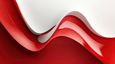 Bold and modern abstract template with red and white color blocks and curved shapes. Ideal for creating impactful visuals and digital media.の素材