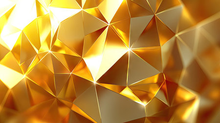 Gold polygonal geometric abstract background with a blend of shimmering tones and angles, perfect for upscale vector illustrations.の素材