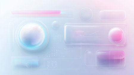 Trendy Neumorphism style liquid plastic interface with soft, clear, and simple futuristic design. Eps10 vector with Neo Morphism shape elements.の素材