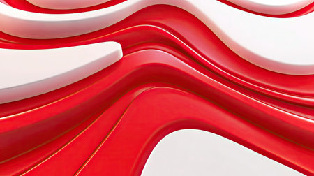 Vibrant red and white abstract background template featuring bold lines and dynamic curves. Perfect for eye-catching visuals and engaging design elements. -の素材