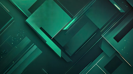 Abstract geometric frame in green tones, featuring polygonal shapes and angular lines. The clean, modern design is ideal for corporate presentations, brochures, or ads.の素材