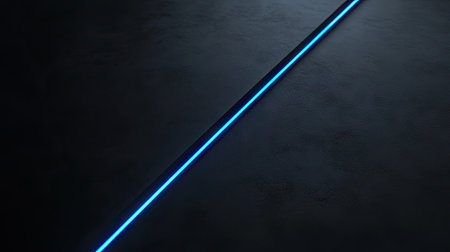 Modern dark grey surface featuring glowing blue light lines and gentle shadows, offering a chic and refined aesthetic.の素材