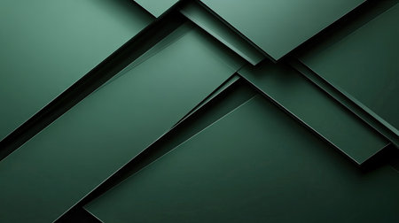 Modern green geometric abstract background with sharp lines and layered frames. The stylish, angular design provides an elegant and fresh visual suitable for various projects.の素材