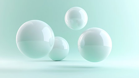 Sleek 3D floating spheres with an empty space for product presentations. Ideal for modern, minimalist branding and stylish product design displays.の素材