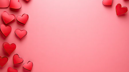 Valentine's Day and Mother's Day themed design featuring a red heart paper border on a pink background. Blank center for custom messages or graphics.の素材