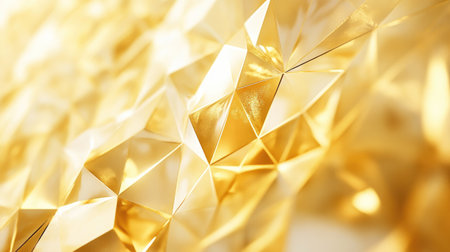 Modern abstract gold background with geometric polygonal patterns, ideal for high-end design projects and luxury-themed graphics.の素材
