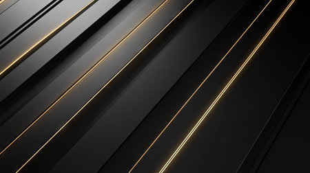 Dark grey background with radiant gold light lines and gentle shadows, offering a contemporary and elegant design.の素材