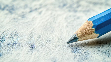 Detailed image of a blue wooden pencil tracing neat lines on a white-gray surface. Ideal for concepts of art, education, and creative business design.の素材