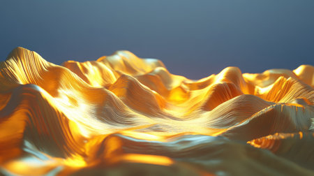 This vibrant abstract artwork features a smooth, golden terrain in a dimensional 3D design, creating an elegant and modern visual experience ideal for various creative projects.の素材