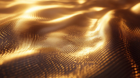 Explore a captivating golden texture with soft glowing effects in a 3D design. Ideal for background use, this abstract image radiates warmth and elegance.の素材