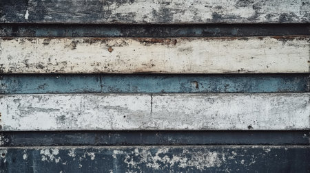 Detailed close-up of a weathered wall featuring rustic layers of paint in blue and white. Ideal for backgrounds, textures, and artistic projects.の素材