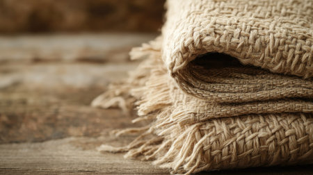 A close-up view of braided natural fibers showcasing the rich texture and organic aesthetic, perfect for highlighting earthy designs and rustic decor.の素材