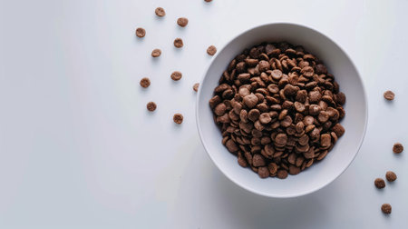 Close-up of grain-free cat food in an elegant container on a white backgroundの素材