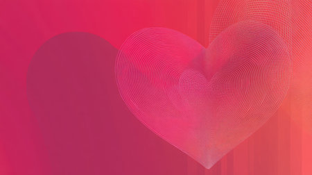 Heart-shaped vector illustration with a modern, minimalist design in red and pink tones. Ideal for creating Valentine's Day backgrounds, digital banners, or invitations.の素材