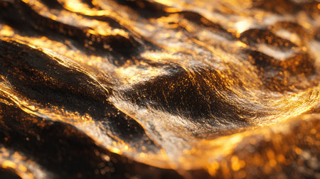 Discover stunning close-up views of golden textured surfaces showcasing intricate details and vibrant reflections, perfect for artistic and modern designs.の素材