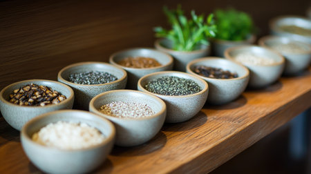 A gourmet Italian risotto dish with wild mushrooms and truffle oil, served in a beautifully presented bowl with fresh herbs.の素材