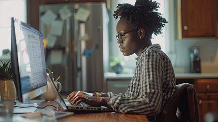 Image of making an estimate related to housing money, with a person creating a housing budget on a computerの素材